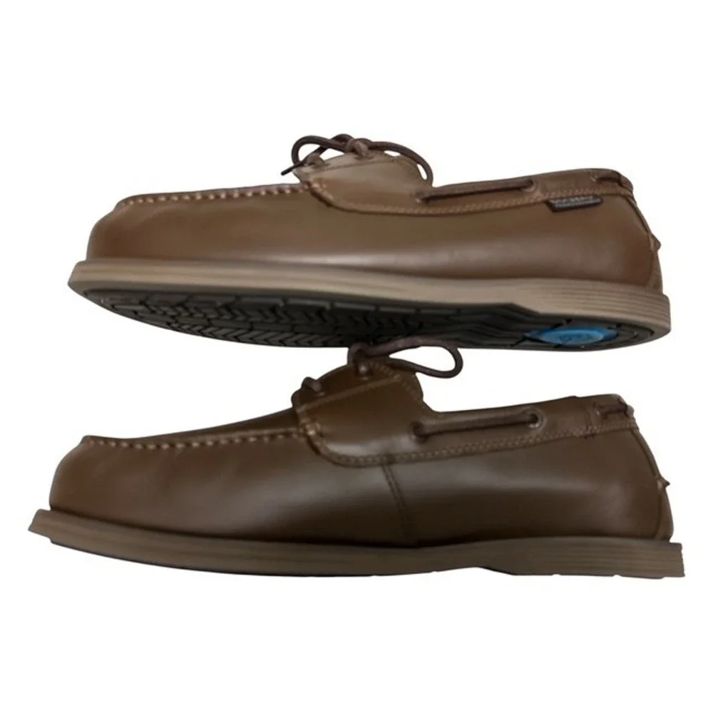 Dockers Dennison Boat Shoes 10 Wide Chestnut Brown Laces Active Rebound 90-34408